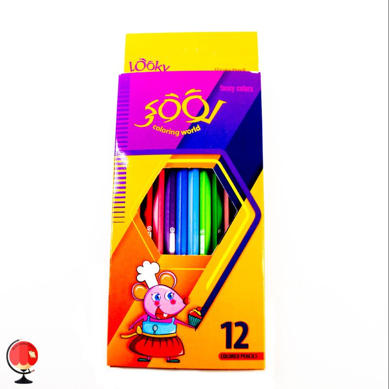 مداد رنگی لوکی  12 رنگ طرح  موش جعبه مقوایی کد1367 
