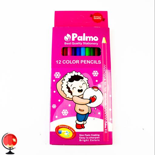 مداد رنگی پالمو 12 رنگ طرح دختر جعبه مقوایی کد 1364