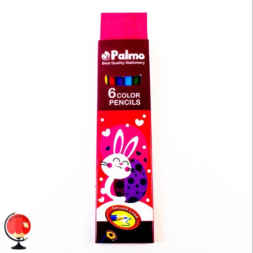 مداد رنگی پالمو 6 رنگ طرح خرگوش جعبه مقوایی کد 13104