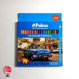 مداد رنگی 24 رنگ پالمو جعبه مقوایی آبی کد 1334