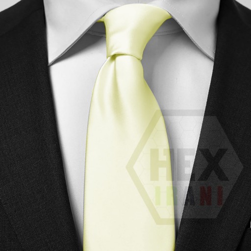کراوات ساتن لیمویی کمرنگ