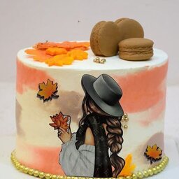 مینی کیک تولد خانگی 1کیلویی تم پاییز ..وزن رنگ وطرح با درخواست شما قابل تغییر است 