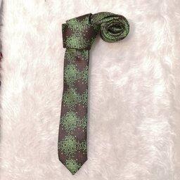 کراوات مردانه سبز طرح دار ساتن سیلک ترک با عرض 6سانت ارزان و باکیفیت 