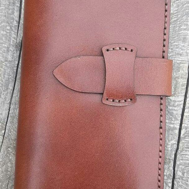 کیف پول پالتویی (کتی)  دست دوز چرم طبیعی