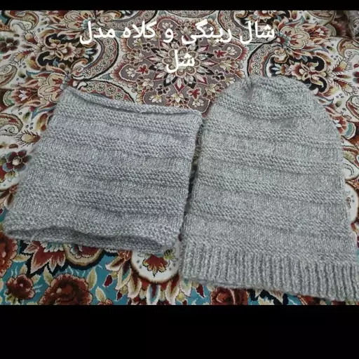 بافتنی کاموا با میل شال و کلاه مردانه