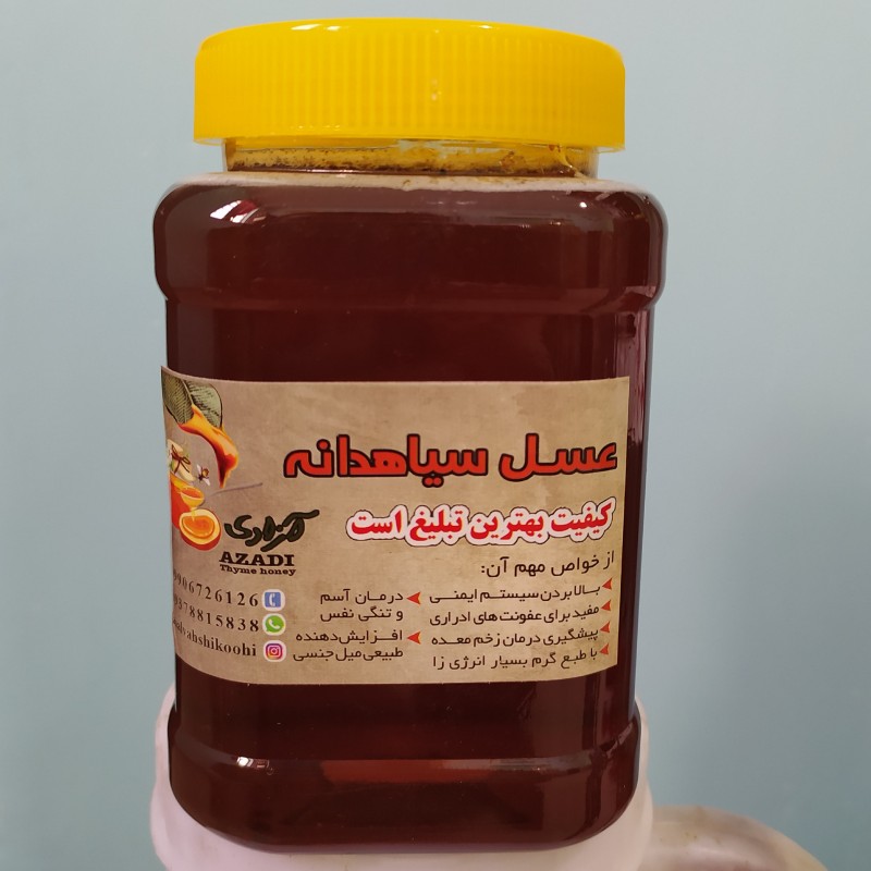 عسل سیاه دانه  خوش طعم مستقیم از زنبوردار یک کیلو گرم برداشت 1402 