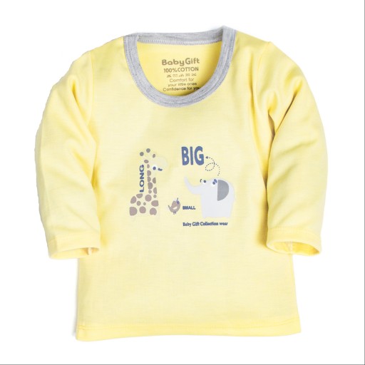 ست تی شرت و شلوار نوزادی تا 36 ماه زرد زرافه با شلوار ملانژ نخی قواره دار کیفیت خوب