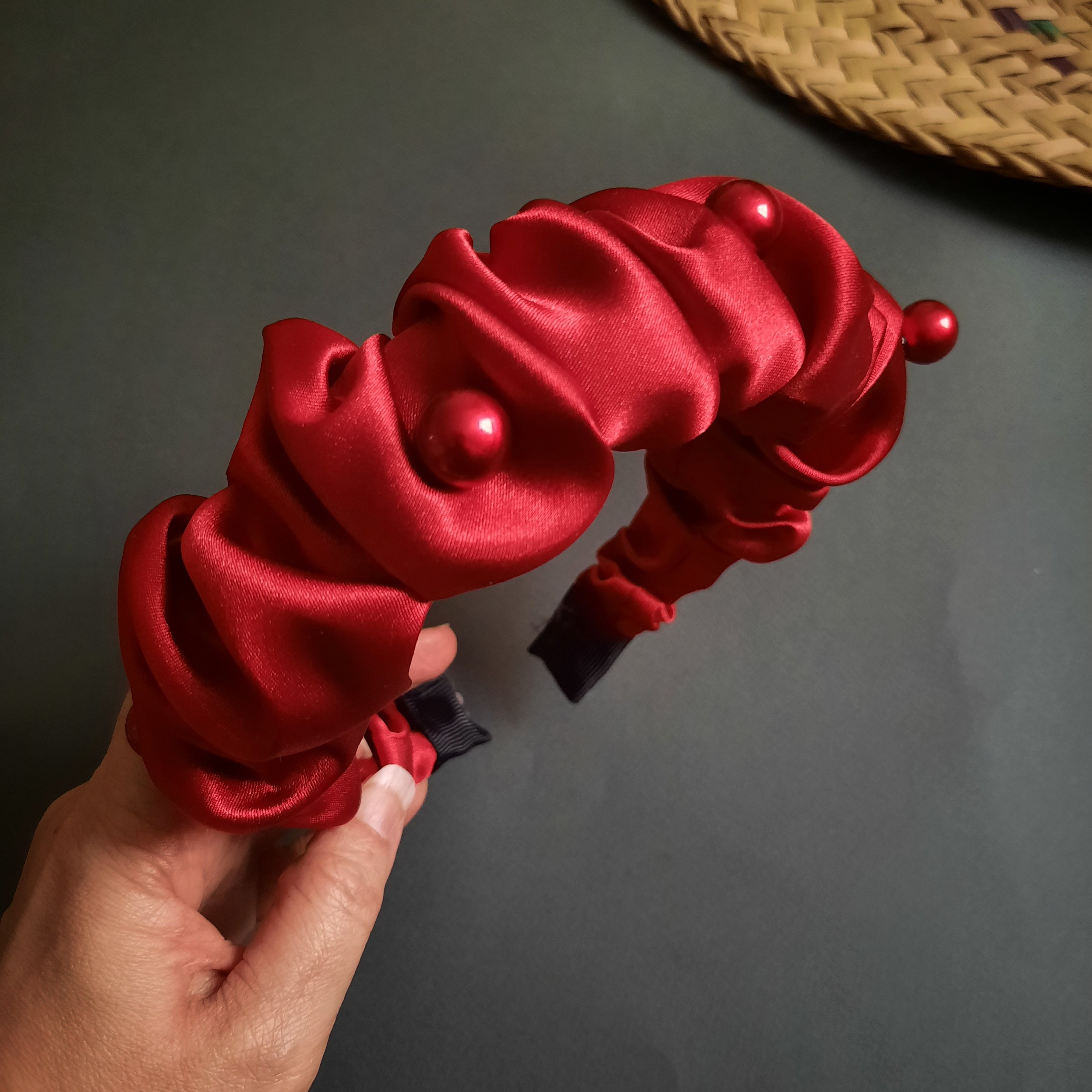 تل مو پلیسه مرواریدی دستساز کفشدوزک 