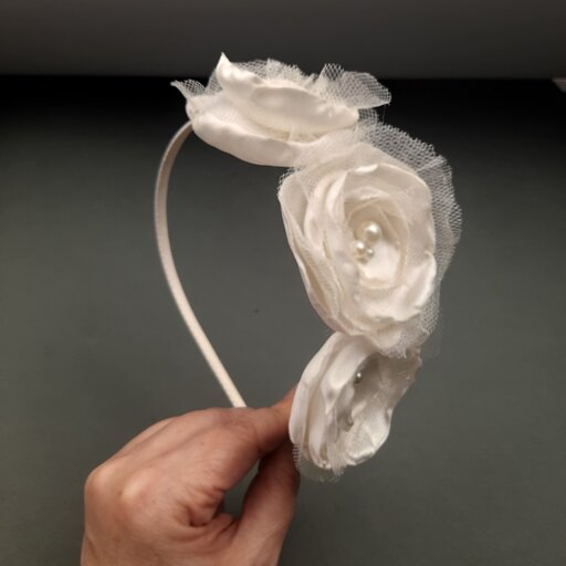 تل مو مجلسی دستساز مدل سه گل توردار صدف