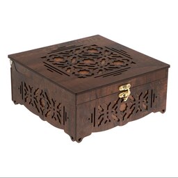 جعبه چوبی پذیرایی مربعی - جعبه  آجیل و شکلات و دمنوش ابعاد 10 در 23 در 23