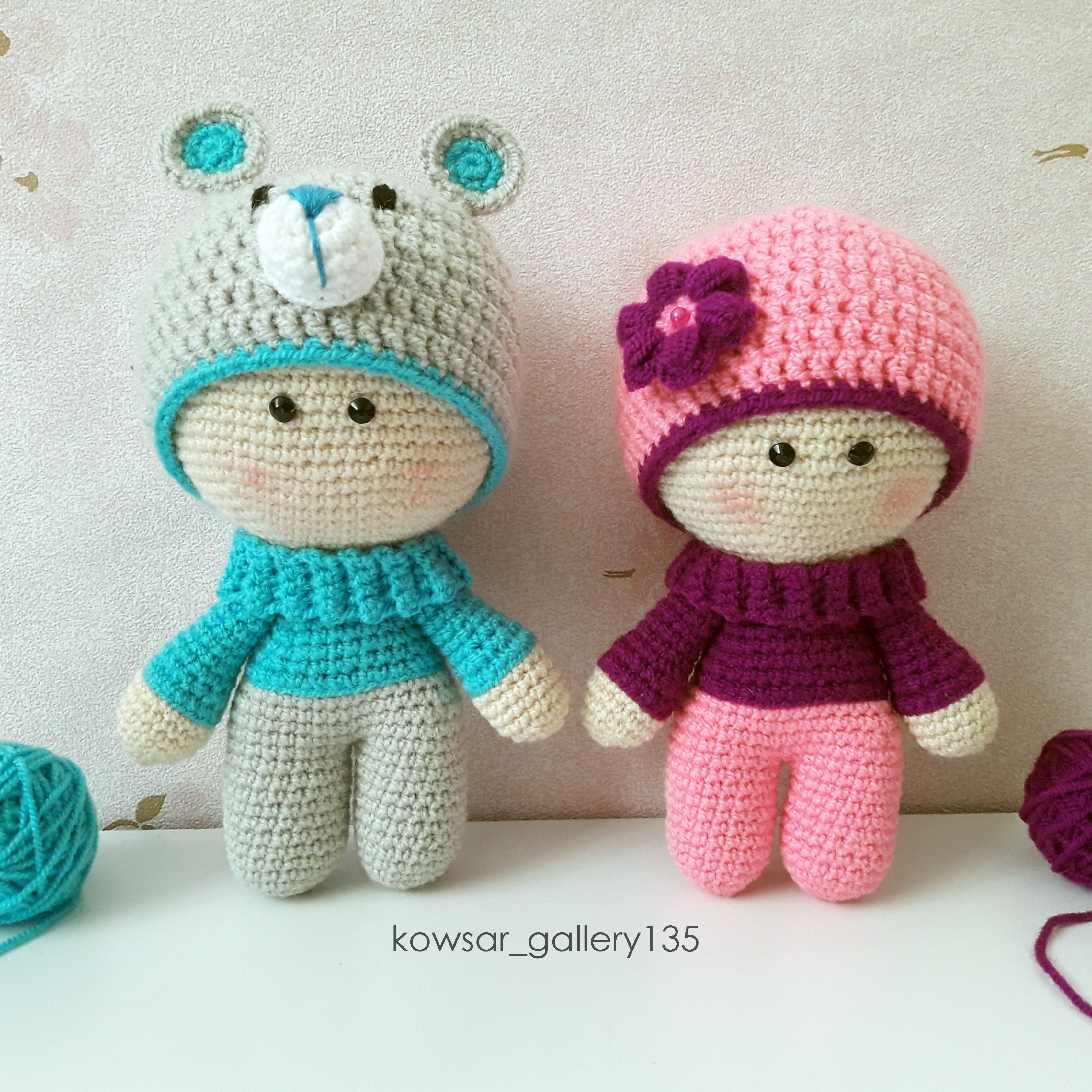 عروسک فندوق بانو و پسر فلفلی دستبافت شهر عروسکی کوثر