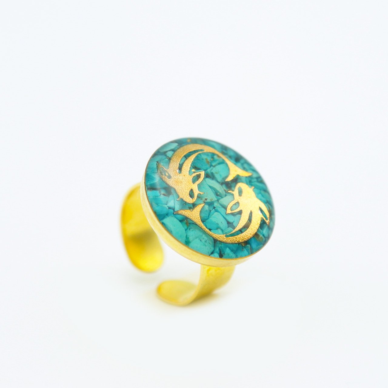 ست روکش طلا زنانه طرح اسفند فیروزه ای