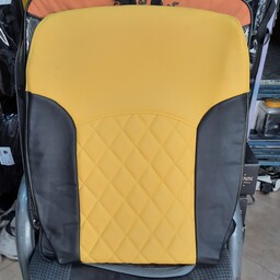 روکش صندلی پژو206 روکش206 مشکی زرد جنس تمام چرم کیفیت بالا مدل پاناما الگو فابریک