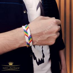 دستبند پسرانه 7رنگ  رنگین کمان دستبافت - اکسسوری مهری