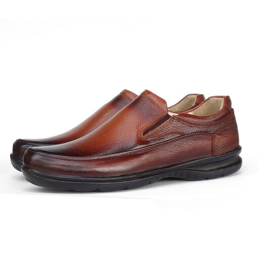 کفش طبی تمام چرم مردانه مدل گریدر زیره تزریق مستقیم رنگ عسلی سایز 41