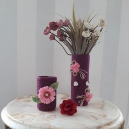 گلدان و جای مداد لوازم آرایش نمدی