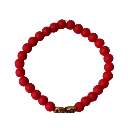 دستبند زنانه کشی از جنس مهره ای قرمز رنگ