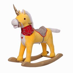 عروسک اسب طلایی بسیار با کیفیت با موسیقی فک و دم حرکتی و چراغ قلبی شکل تعبیه شده در سینه عروسک