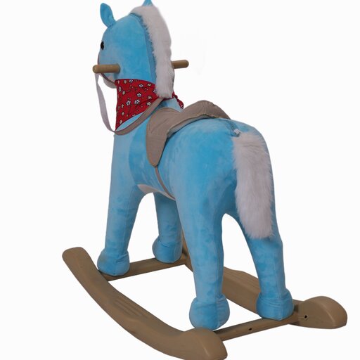 عروسک اسب گهواره ( تعادلی ) موزیکال تک شاخ دارای صدای چهار نعل و شیه اسب و اواز کابوی   چراغ قلبی شکل در سینه عروسک اسب 