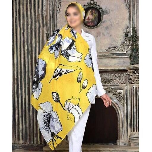 روسری  نخی تابستانه رنگ زرد قواره بزرگ کد  sar 1555 آنالیا اسکارف ارسال رایگان 