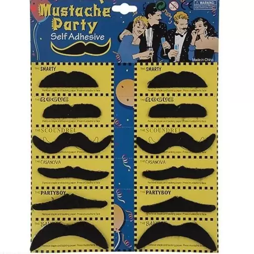 ست سبیل نمایشی مدل Black Mustache بسته 12 عددی