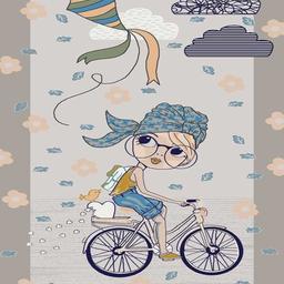 فرش عروسکی طرح دختر دوچرخه سوار  مخصوص اتاق کودک