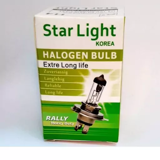 لامپ تکی هالوژن اچ 4 سه خار استارلایت لایت پلاس یا لیتچ starlight h4 تکی 12ولت