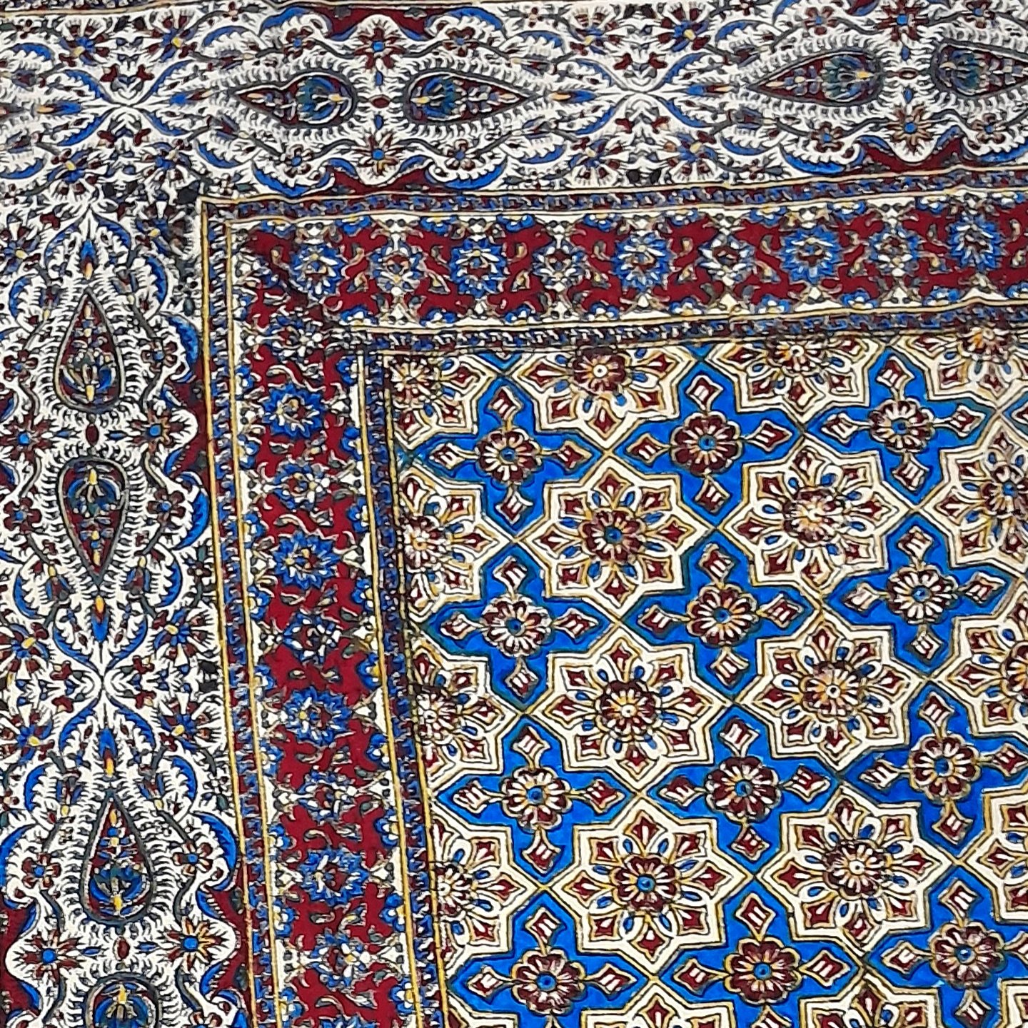 سفره ورومیزی قلمکاری صادراتی اعلا طرح صندوقی.