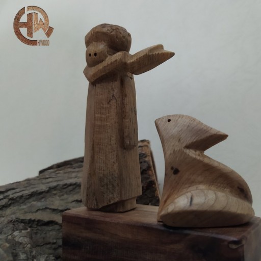 مجسمه چوبی شازده کوچولو و روباه/ کادویی و هدیه/ اچ وود