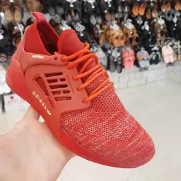 کفش اسپرت رو پارچه بند نما،طرح adidas،های کپی  نرم زری دار قرمز سایز 38 الی 40