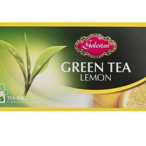 چای سبز کیسه ای با طعم لیمو گلستان بسته 25 عددی

