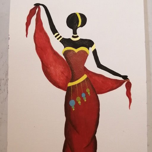 نقاشی دختر آفریقایی با تکنیک اکریلیک
