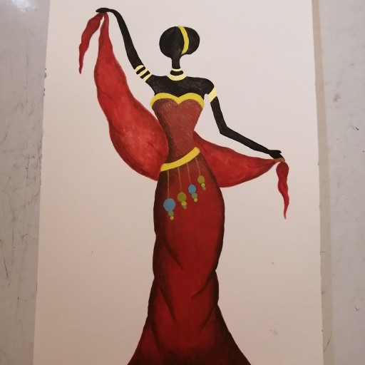 نقاشی دختر آفریقایی با تکنیک اکریلیک