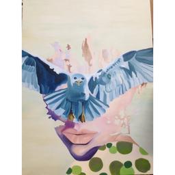 تابلو نقاشی پرنده (رنگ روغن روی بوم ) با ابعاد 100.70 در گالری هنری فا
