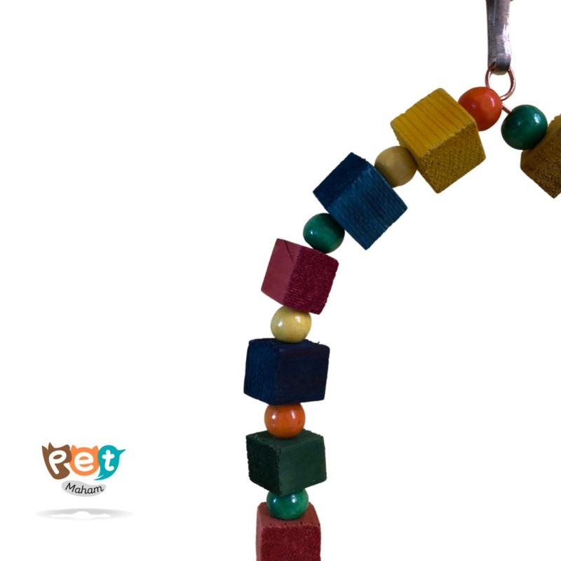 اسباب بازی پرنده مدل تاب بازی چوبی با رنگ خوراکی مناسب پرنده کوچک و متوسط جسه