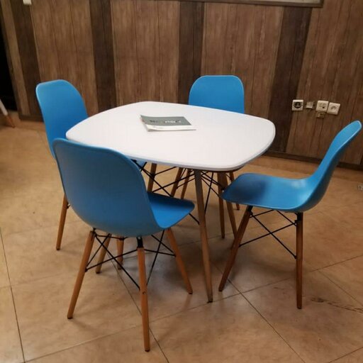 میز و صندلی ناهارخوری خانه و آشپزخانه کافه رستوران فضای باز چهار نفره آریا پایه چوبی نشیمن فایبرگلاس