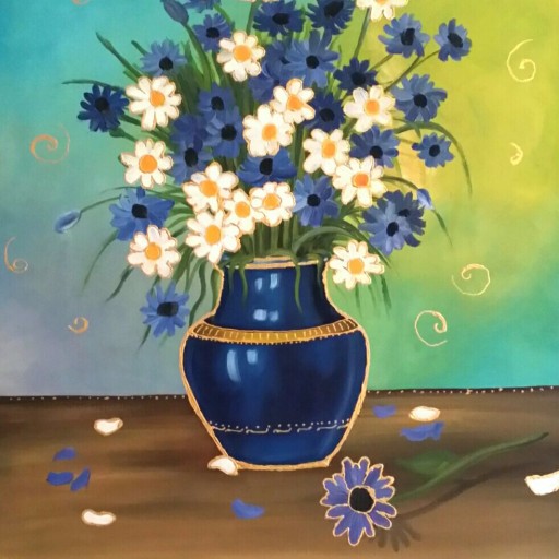 تابلو گلدان آبی
