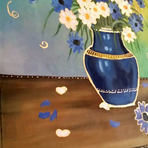 تابلو گلدان آبی