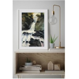 نقاشی آبرنگ آبشار