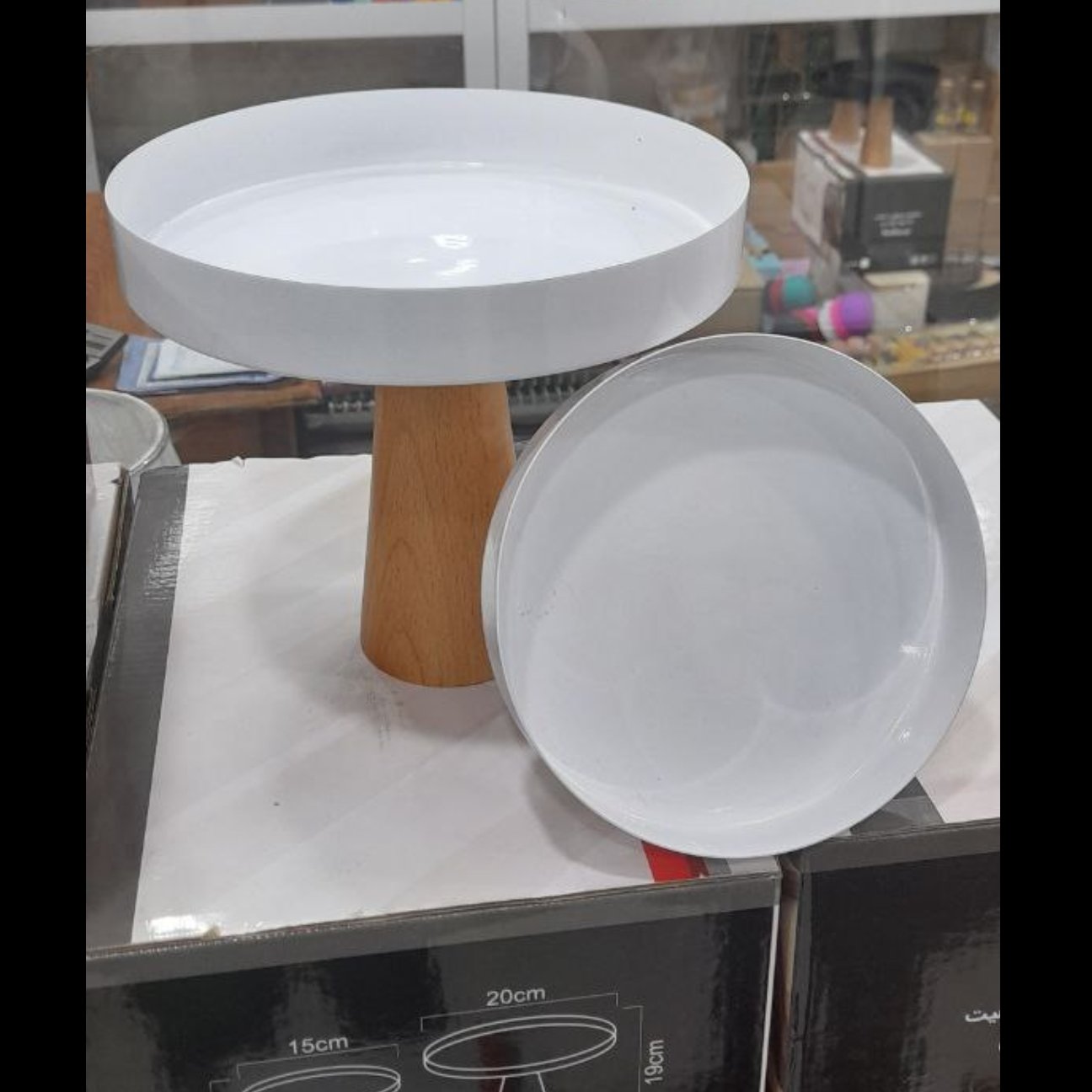 استند پذیرایی جفتی ترکیب چوب طبیعی و فلز