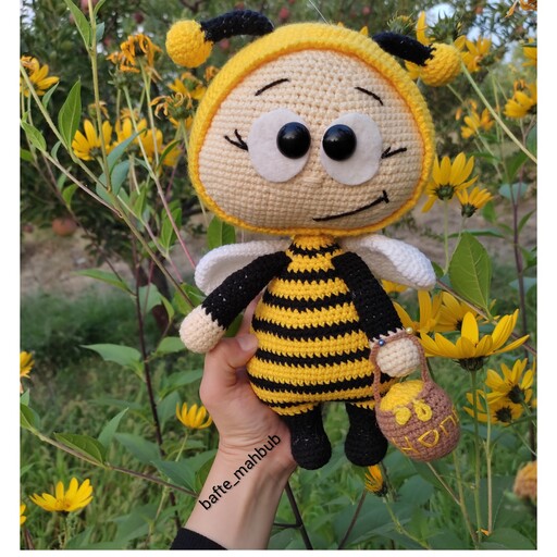 عروسک بونی زنبوری بافته شده با کاموای مرغوب پرشده با الیاف قابل شستشو