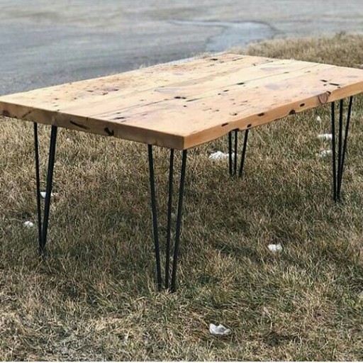 میز نهارخوری چوبی با پایه فلزی