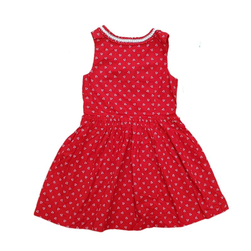 پیراهن دخترانه 3تا5 سال نخی قرمز با دکمه های قلبی دو دور دوزی یقه شیک برند اورجینال