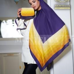 ست روسری- شال و کیف طیفی زرد زمینه بنفش