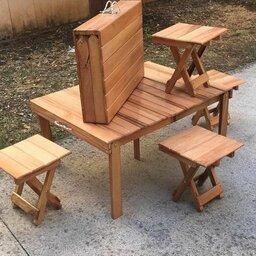 میز و صندلی چوبی تاشو مسافرتی 4 نفره برند کنده مستقیم تولید کننده 