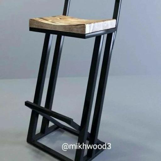 صندلی چوبی کانتر با پایه های فلزی بسیار مقاوم وخصوص کافی شاپ