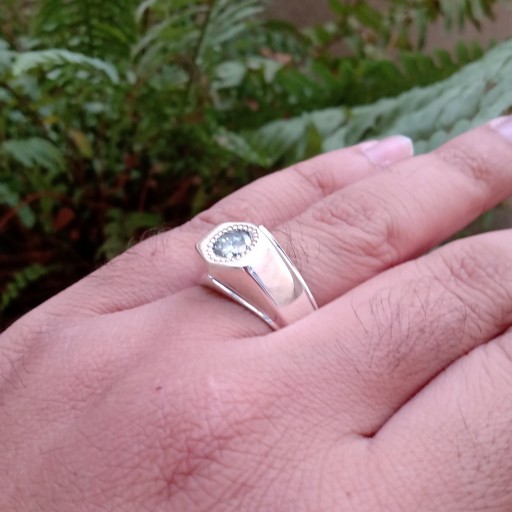انگشتر نقره الماس روس(موزونایت)
