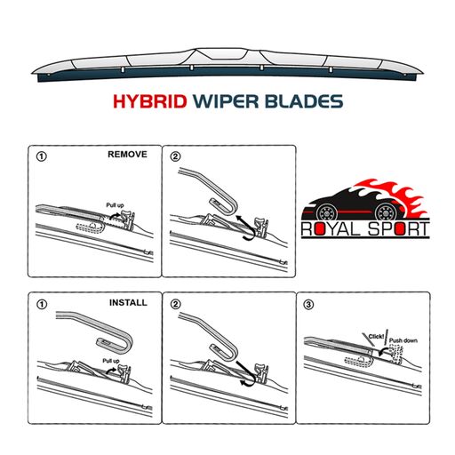 تیغه برف پاک کن  رویال اسپرت مدل HYBRID PLUS مناسب برای هیوندای سانتافه