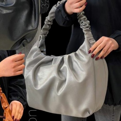 کیف دوشی زنانه  طوسی ساده مدل شُل ارسال رایگان