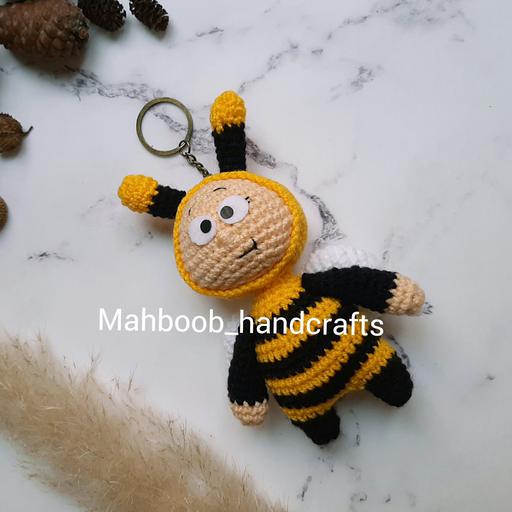 عروسک بافتنی جاکلیدی زنبور دستبافت